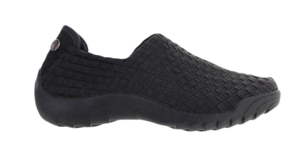 Bernie Mev Rigged Jim Sz 6/37 Black Woven Elastic Slip On Flats Clean Girl NWOB